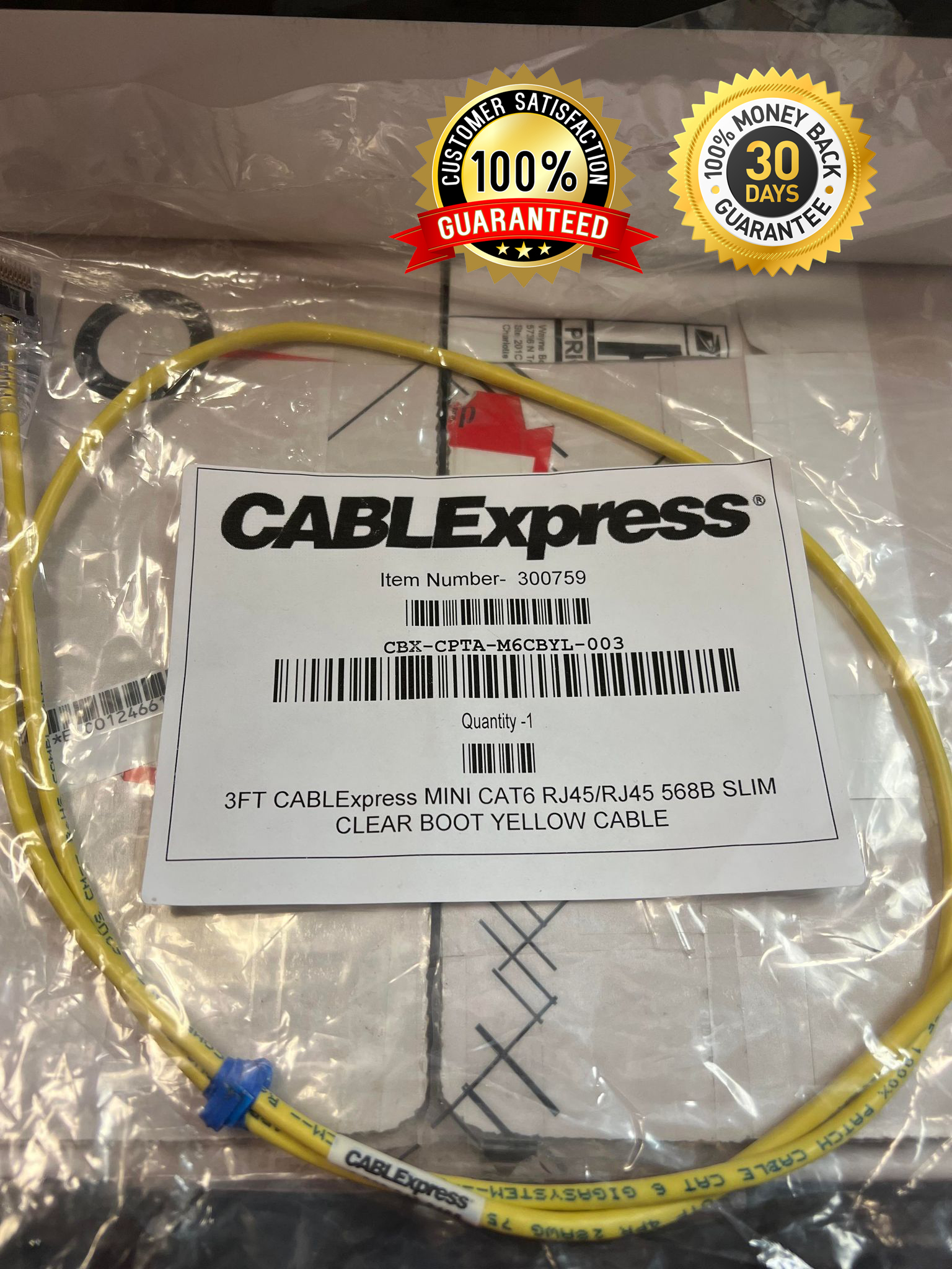 LOT OF 5 Ethernet Patch Cable Cat 6 UTP 550 MHz Gold Plated RJ45 Plug - Photo 3